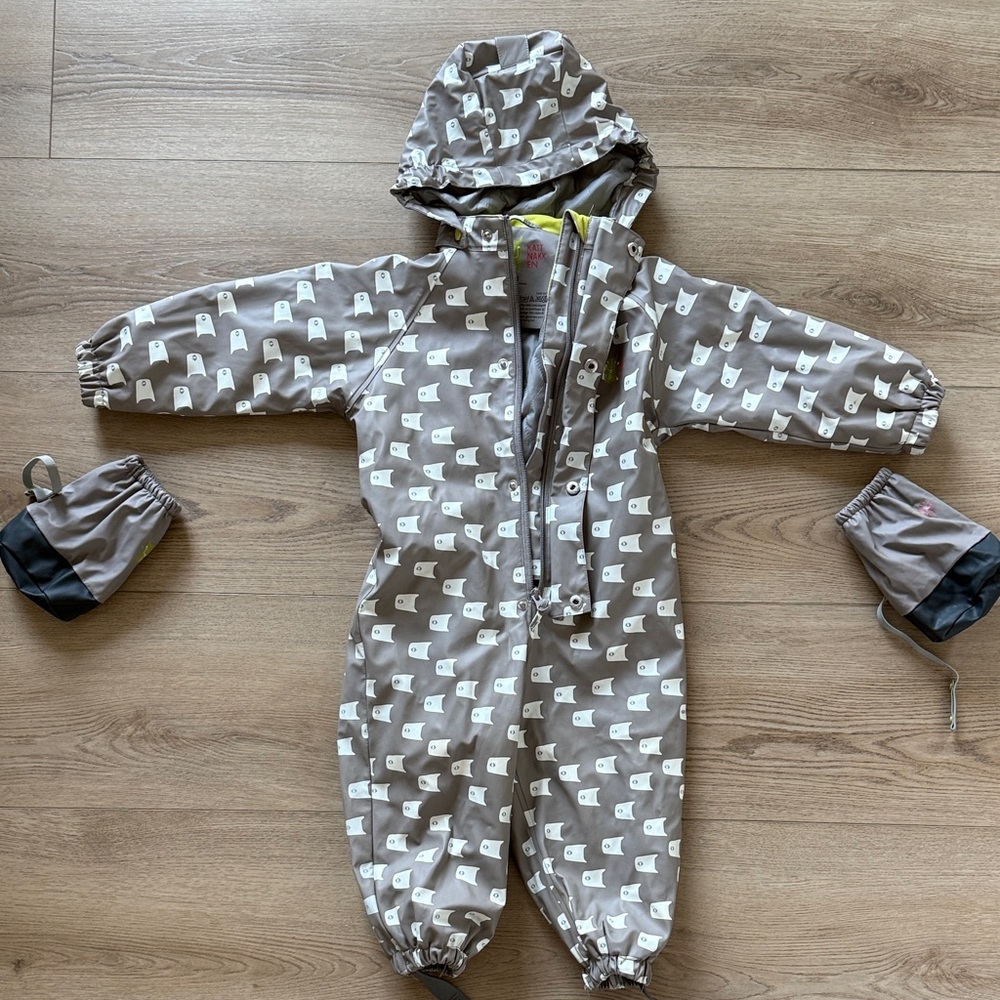 Kattnakken Greige Insulated Rain/Snowsuit with Mittens